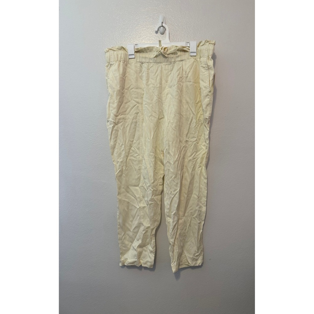 A New Day Womens XXL Cream Paperbag Waist High Rise Relaxed Trousers Pants NEW